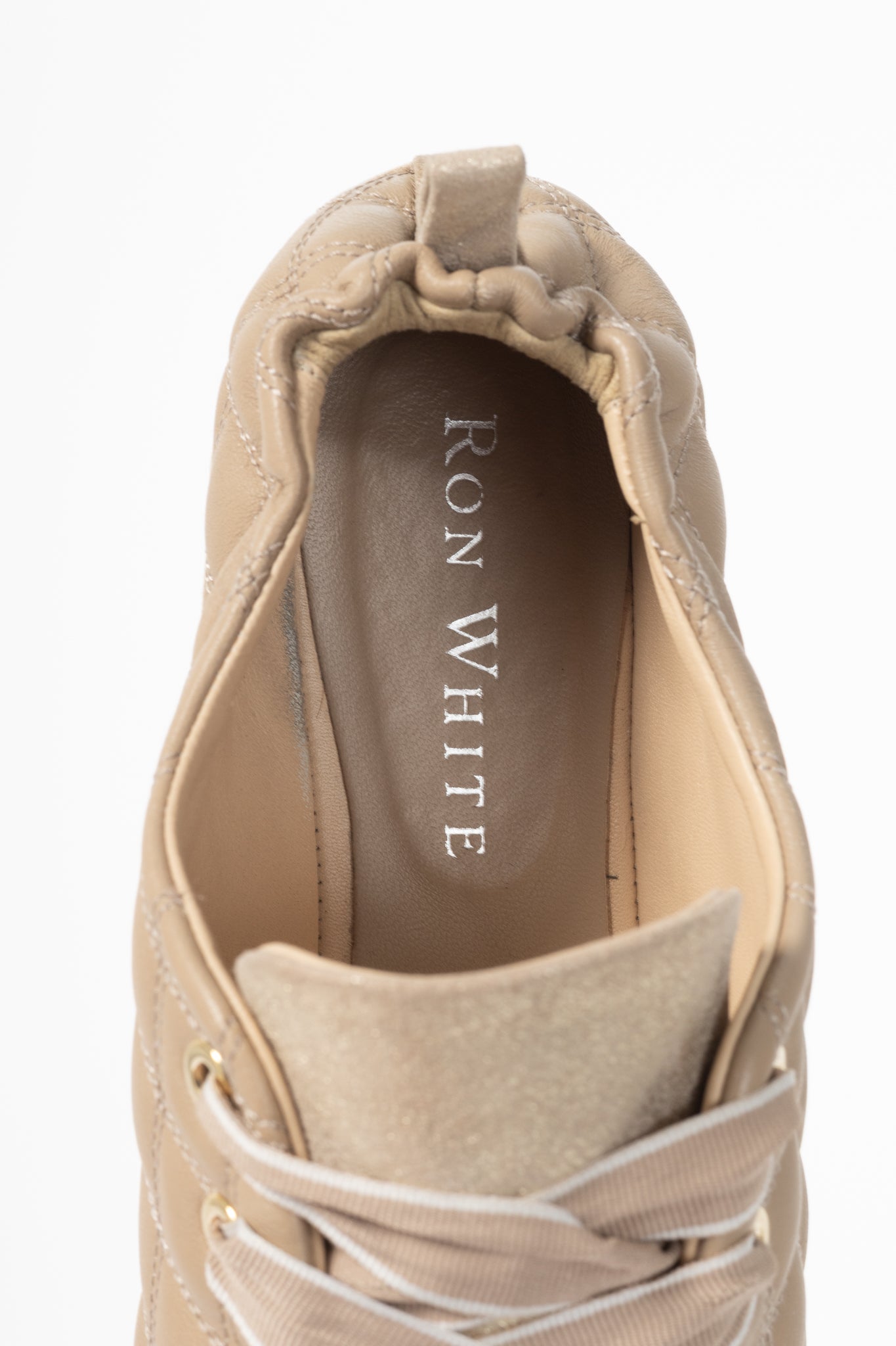Ron White Novella Quilt Nude Nappa Lace-Up Sneakers