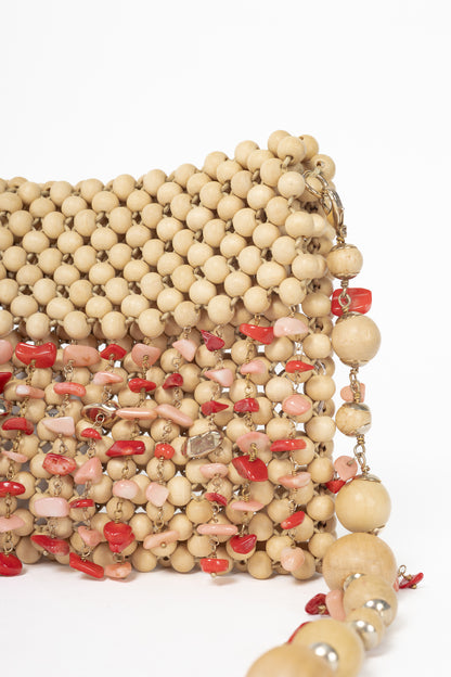 Rosantica Aquila Beige Wood-Bead Dangling-Resin Crossbody