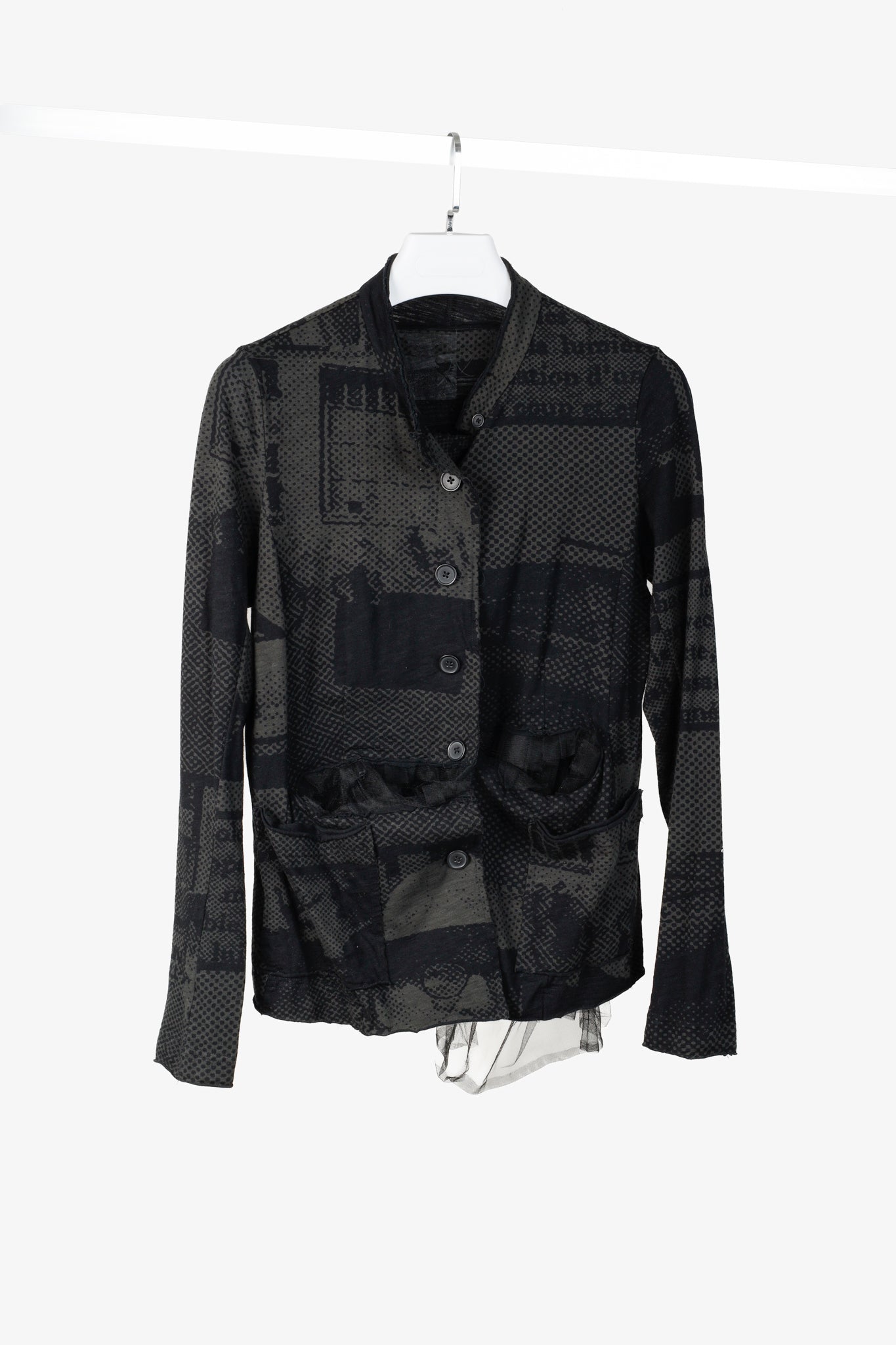 Rundholz Black Label Vert Print Halftone Tulle-Ruffle Jacket