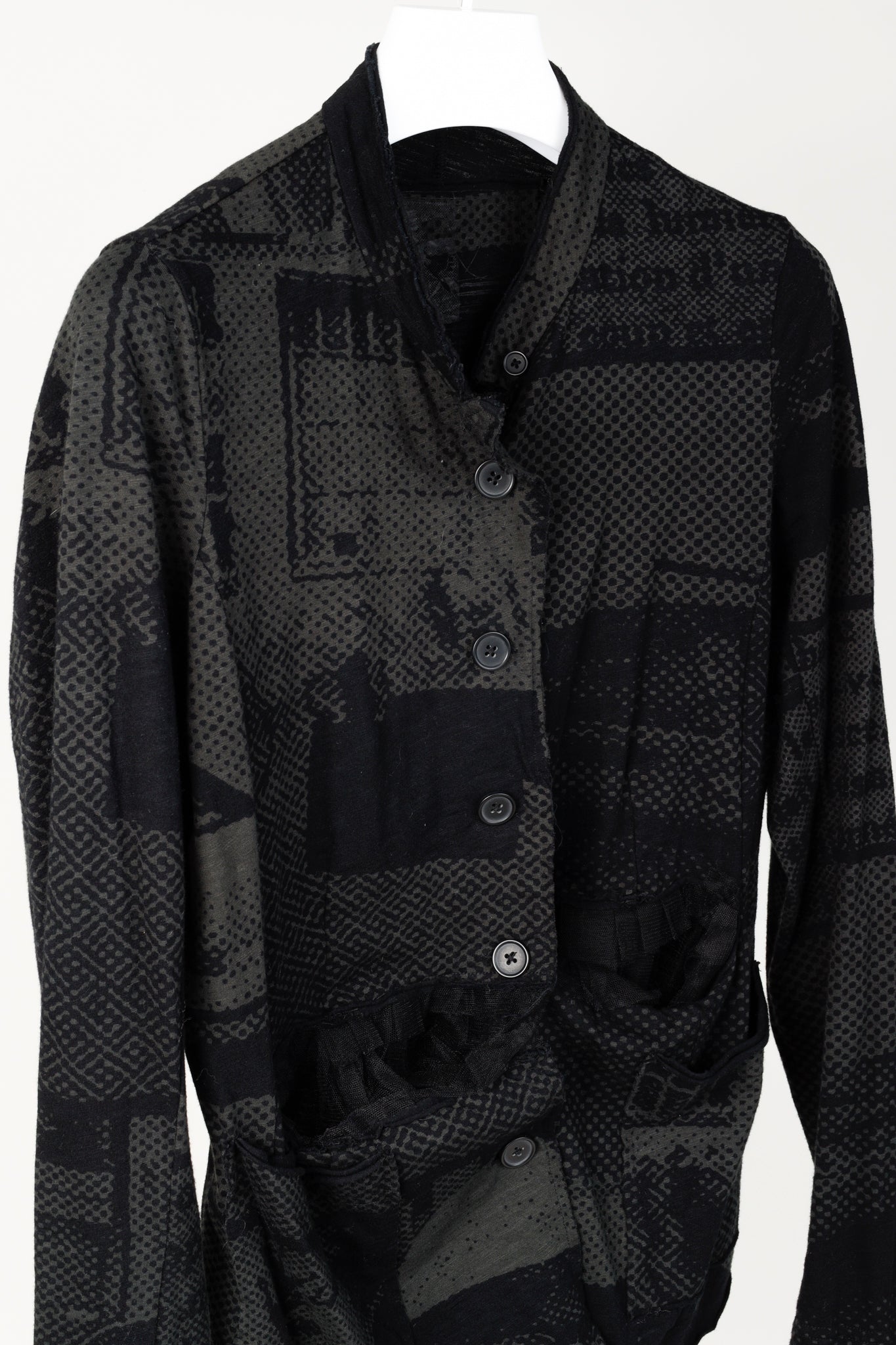 Rundholz Black Label Vert Print Halftone Tulle-Ruffle Jacket