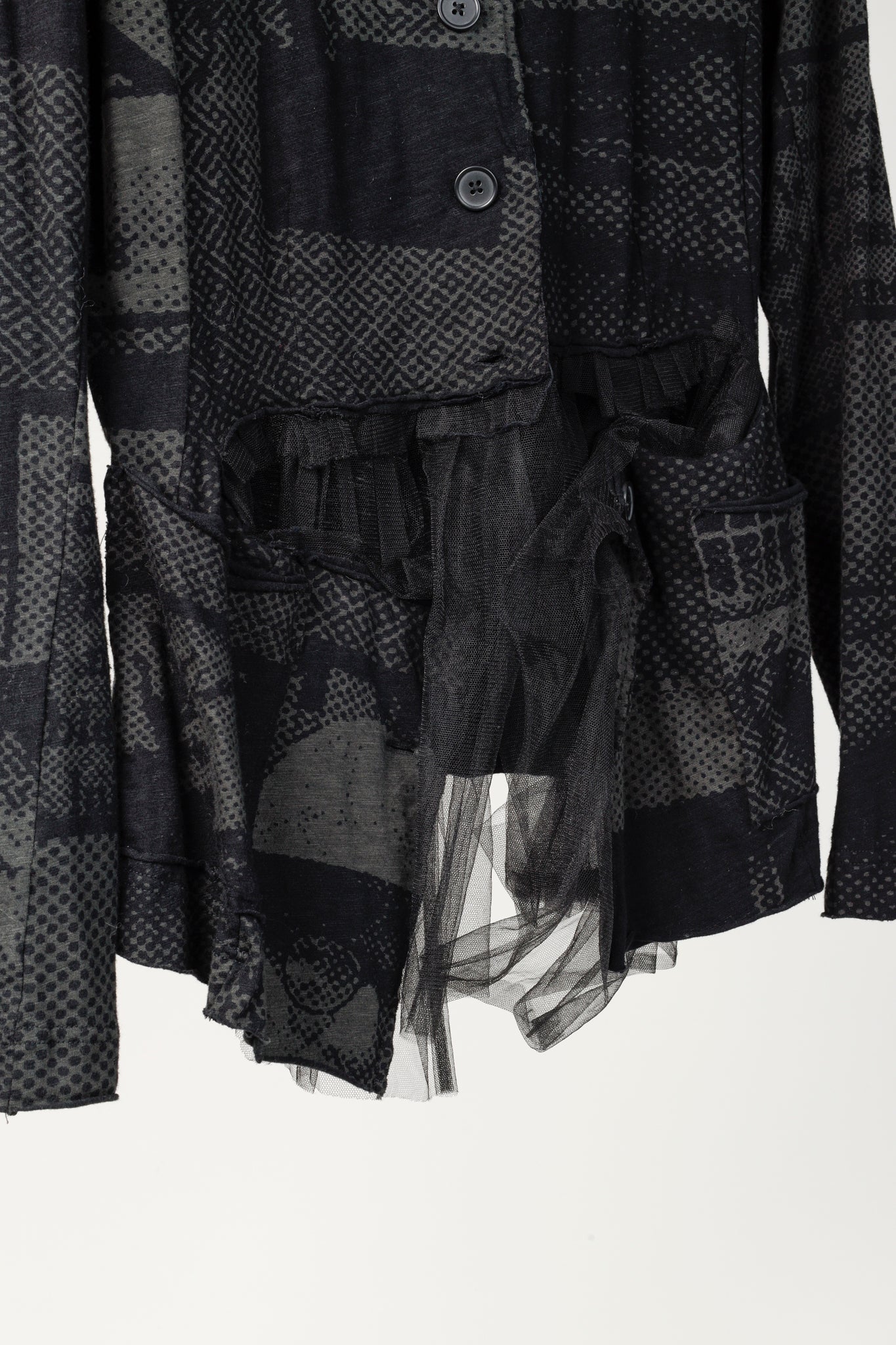 Rundholz Black Label Vert Print Halftone Tulle-Ruffle Jacket