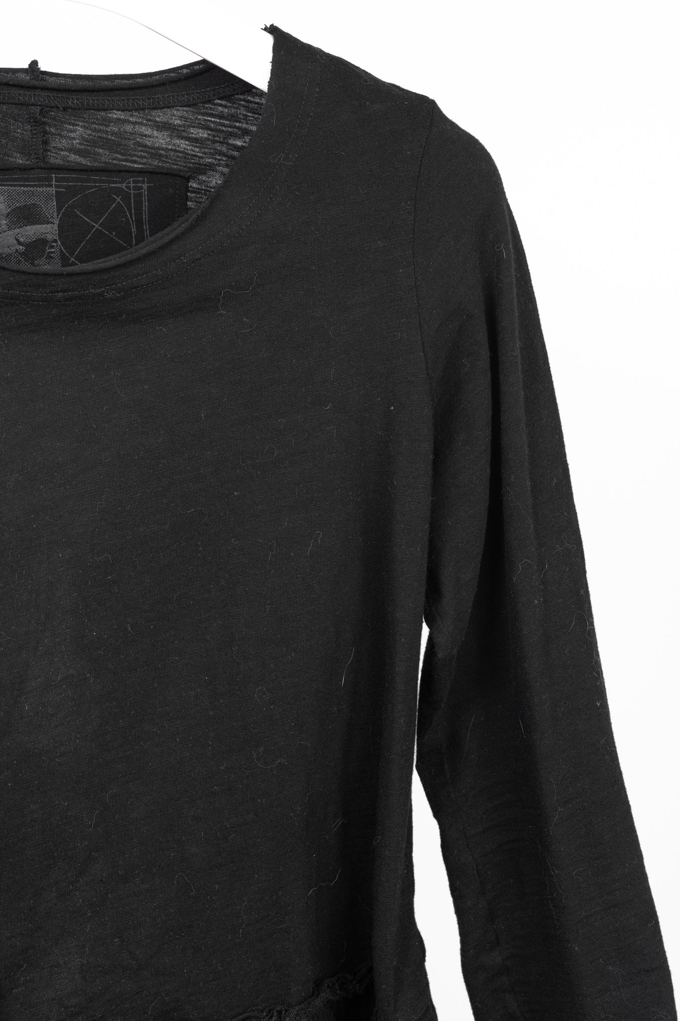 Rundholz Black Label Black Cotton-Jersey Tulle-Hem T-Shirt