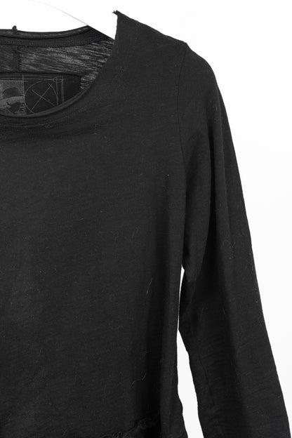 Rundholz Black Label Black Cotton-Jersey Tulle-Hem T-Shirt