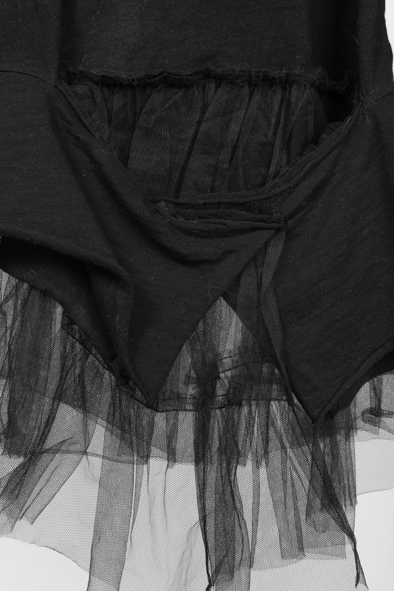 Rundholz Black Label Black Cotton-Jersey Tulle-Hem T-Shirt