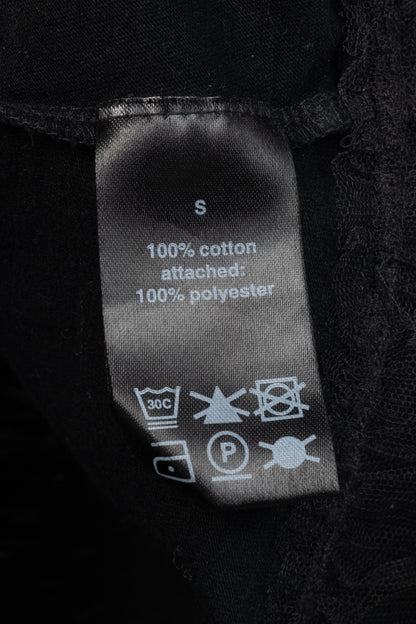 Rundholz Black Label Black Cotton-Jersey Tulle-Hem T-Shirt
