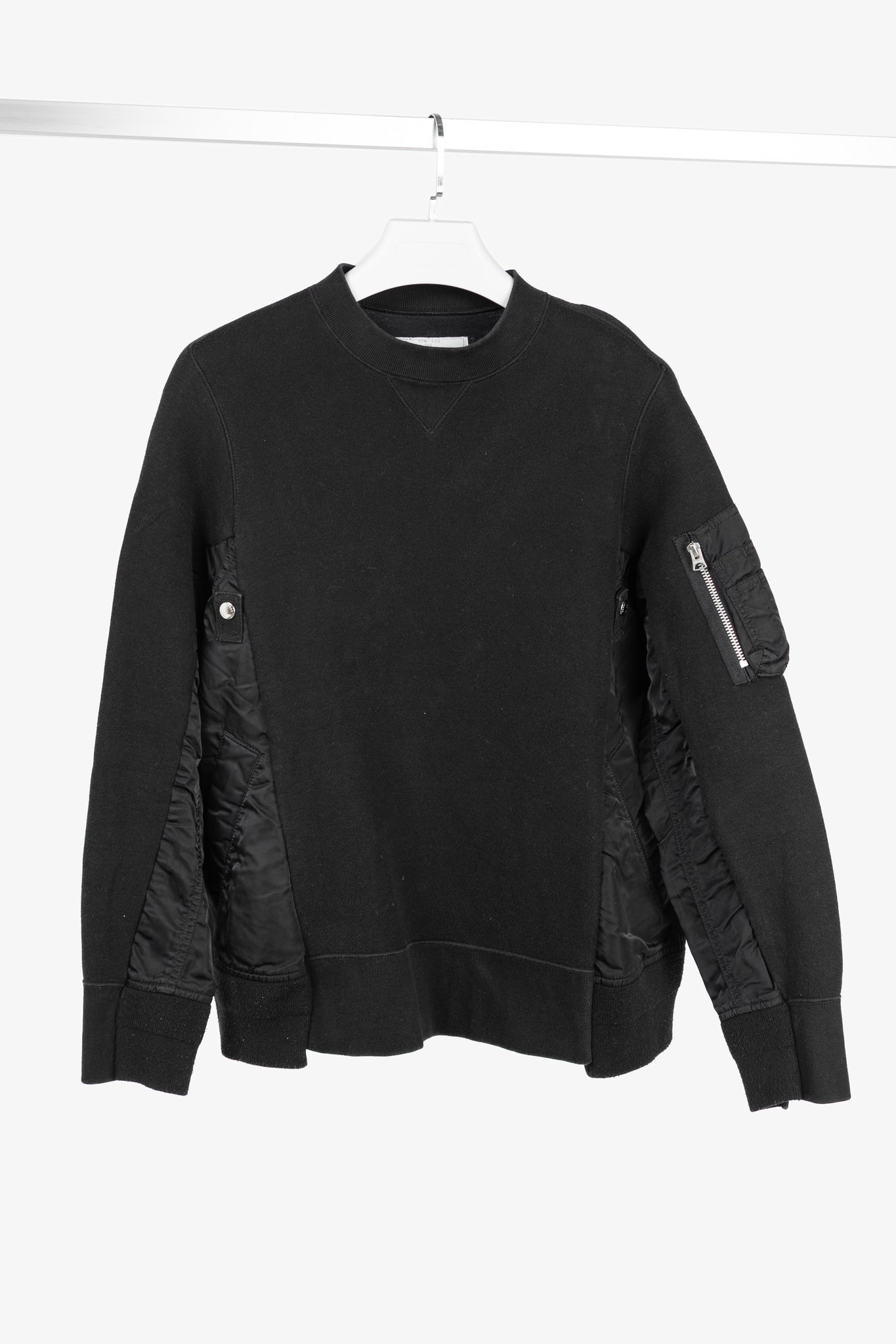 Sacai Black Cotton Sponge Sweat MA-1 Pullover