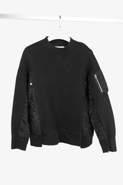 Sacai Black Cotton Sponge Sweat MA-1 Pullover