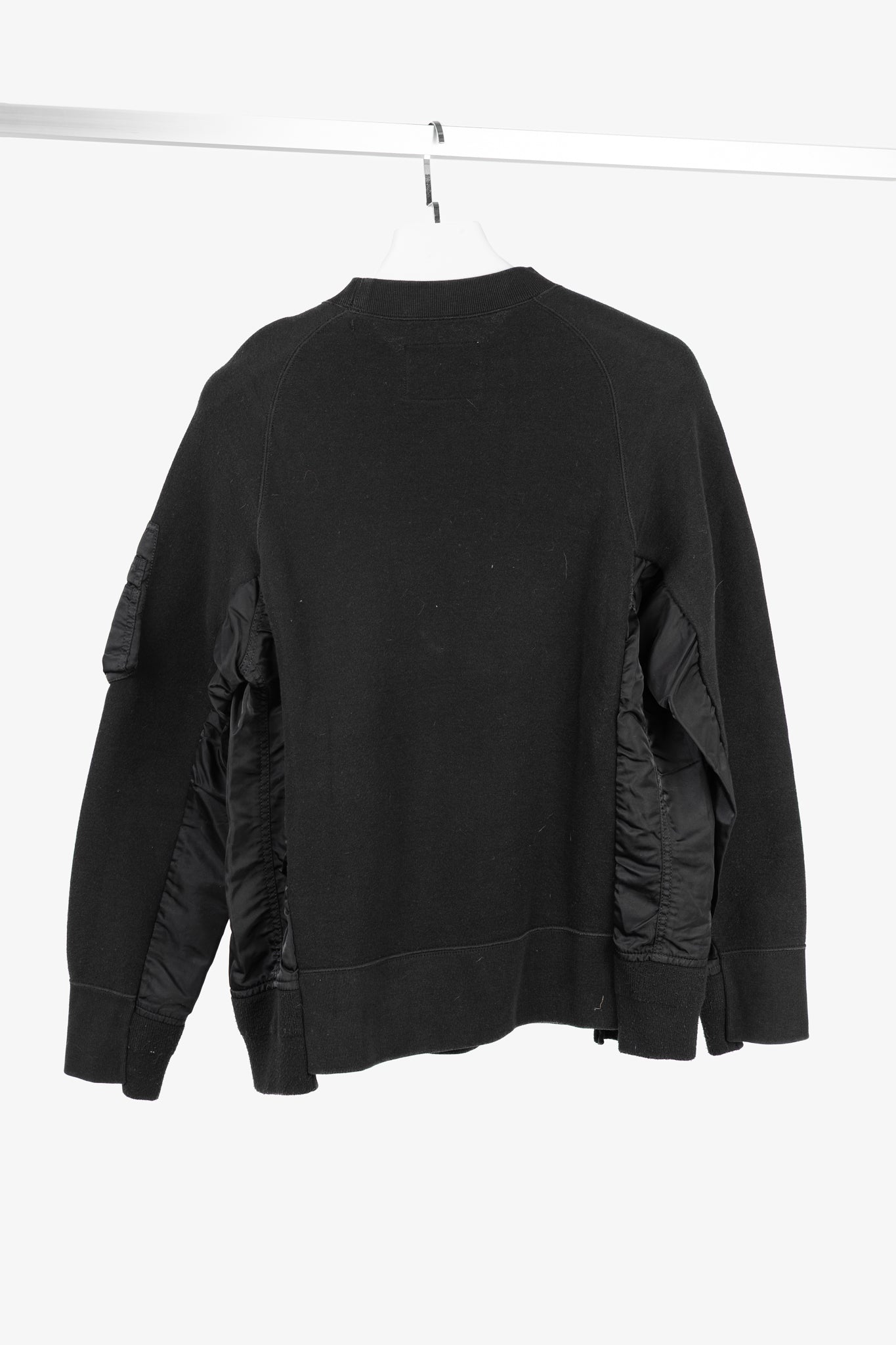 Sacai Black Cotton Sponge Sweat MA-1 Pullover