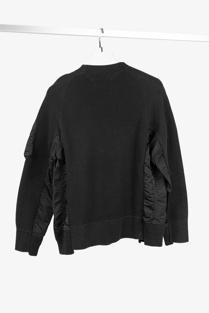 Sacai Black Cotton Sponge Sweat MA-1 Pullover