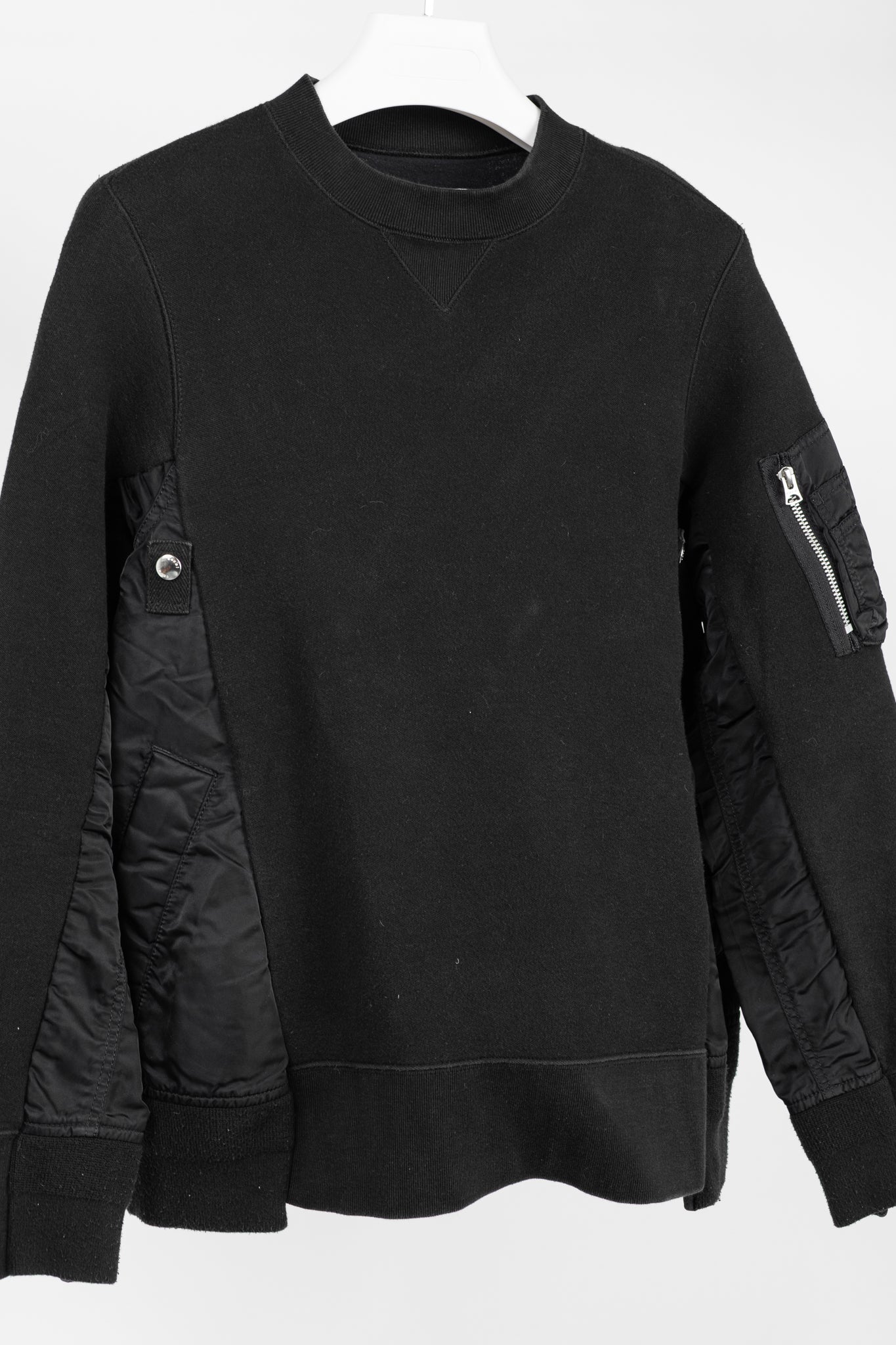 Sacai Black Cotton Sponge Sweat MA-1 Pullover