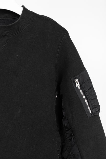 Sacai Black Cotton Sponge Sweat MA-1 Pullover