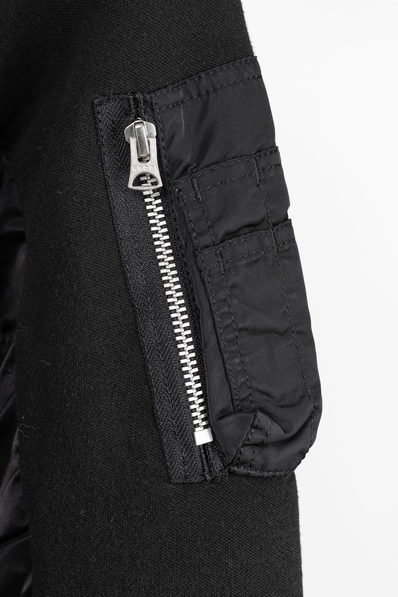 Sacai Black Cotton Sponge Sweat MA-1 Pullover