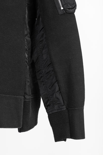 Sacai Black Cotton Sponge Sweat MA-1 Pullover