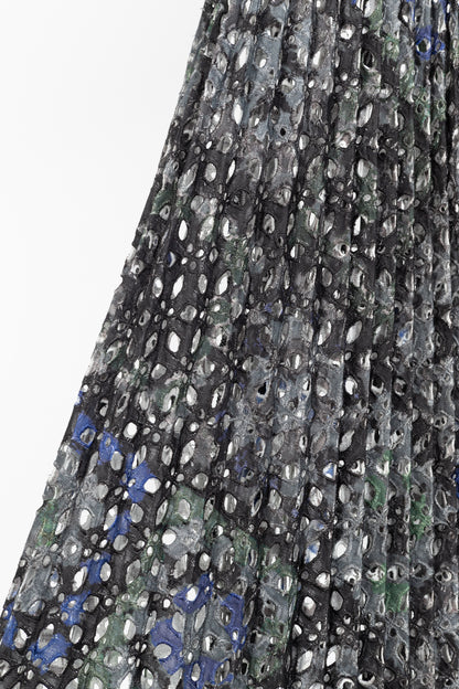 Sacai SS/17 Charcoal Cotton Perforated Eyelet Pleated Wrap Skirt