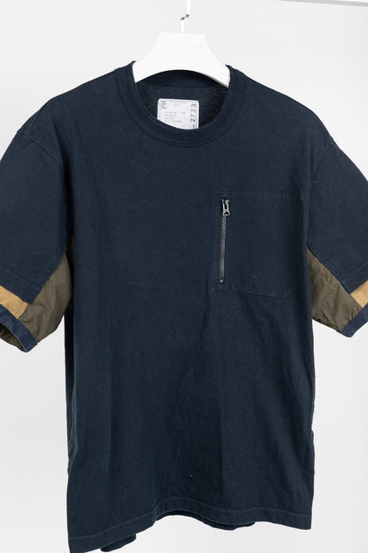 Sacai Navy Cotton-Jersey Layered T-Shirt