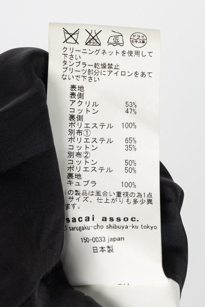 Sacai Luck R15 Black Striped Tweed Pleated-Trim Pencil Skirt