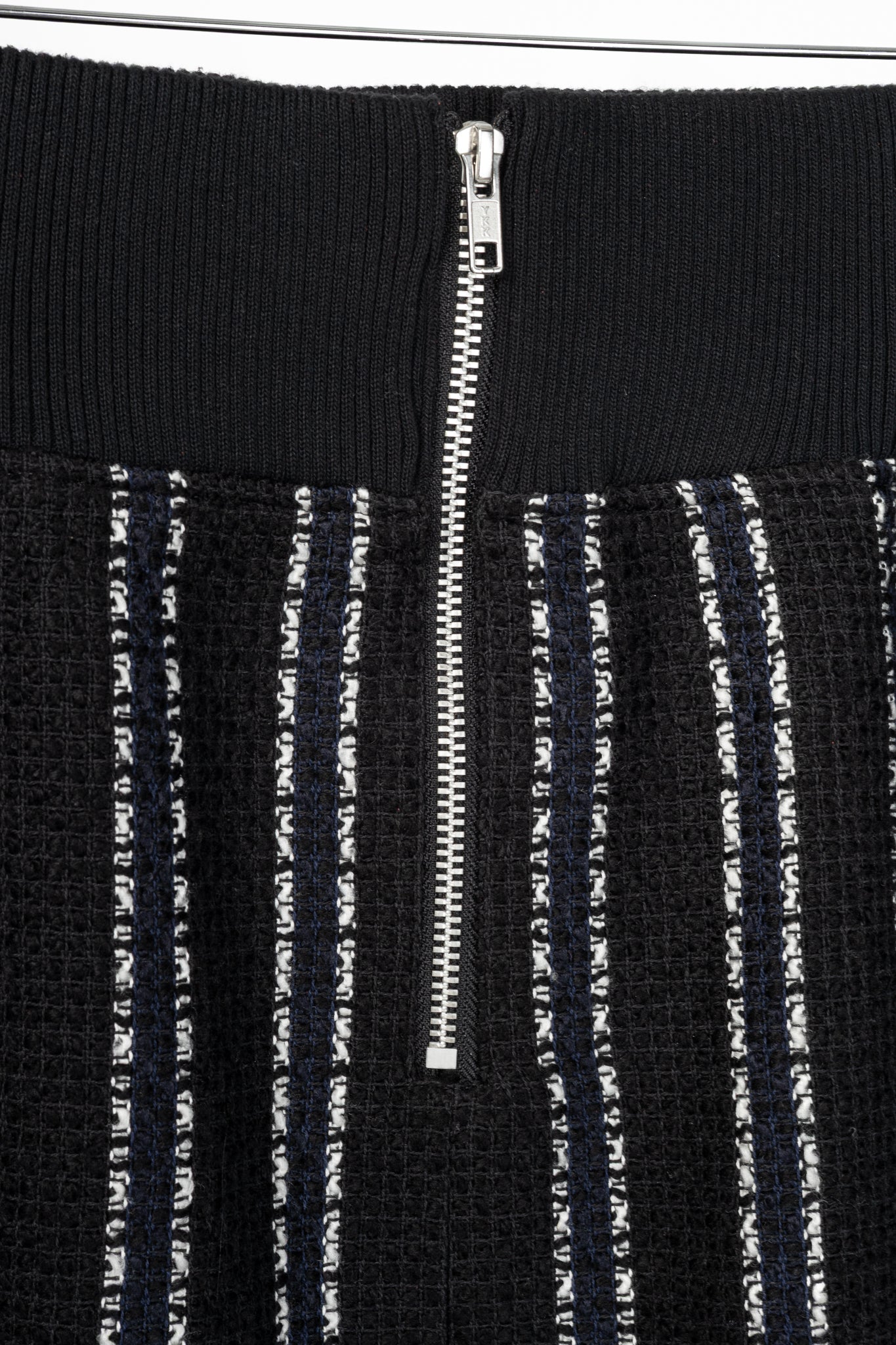 Sacai Luck R15 Black Striped Tweed Pleated-Trim Pencil Skirt