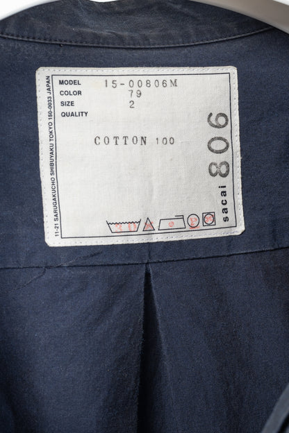 Sacai Navy Cotton Poplin Buttoned Shirt