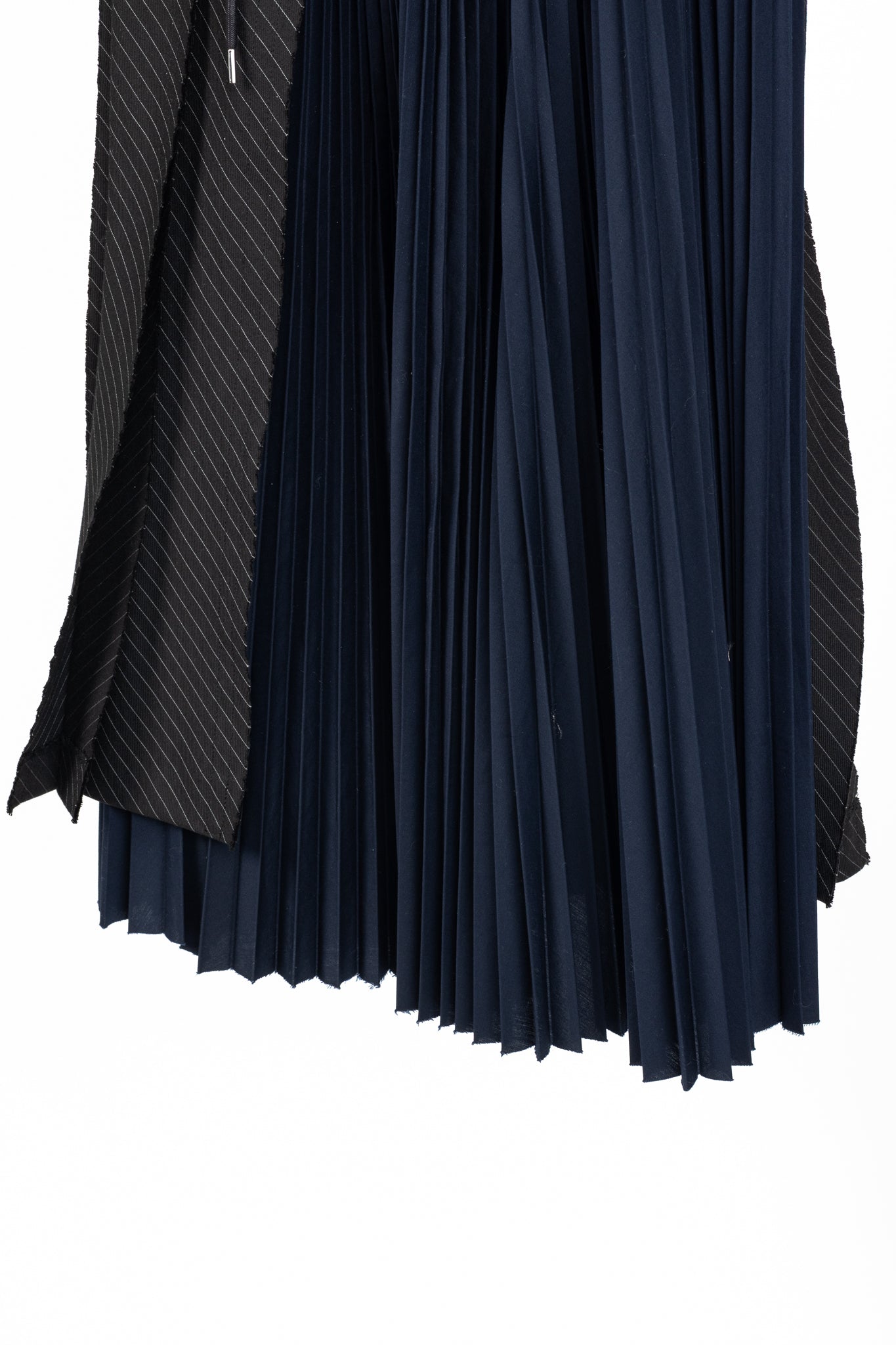 Sacai Black & Navy Pinstripe Docking Pleated Skirt