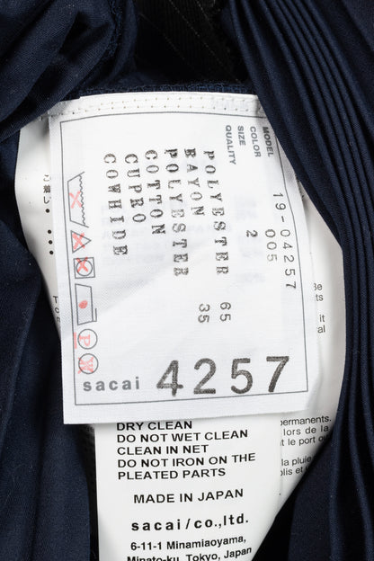 Sacai Black & Navy Pinstripe Docking Pleated Skirt