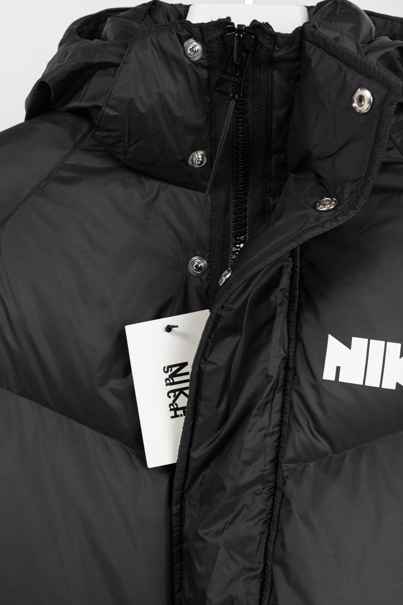 Nike x Sacai Black Loose Splicing Hooded Down Jacket