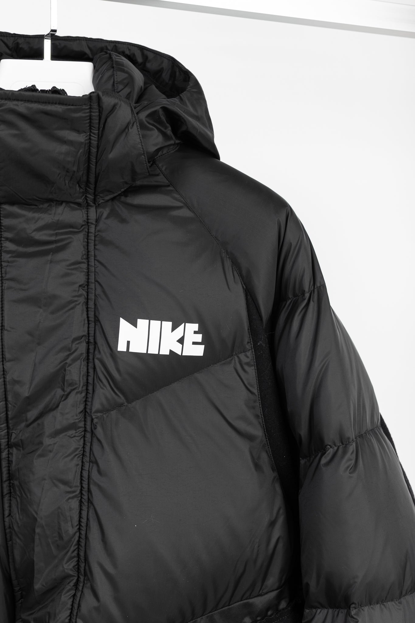 Nike x Sacai Black Loose Splicing Hooded Down Jacket