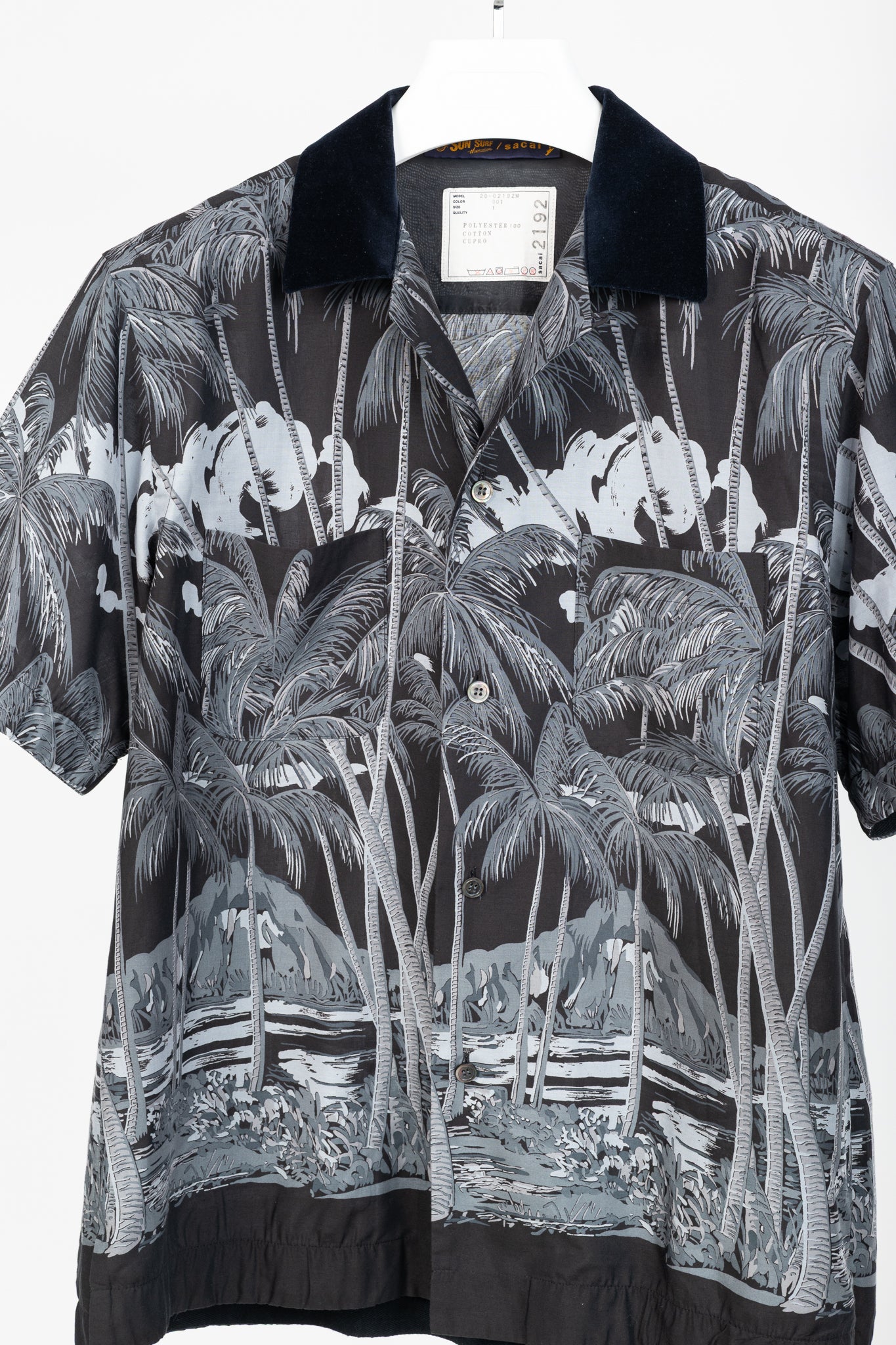 Sacai x Sun Surf Grey Diamond Head Tropical Shirt