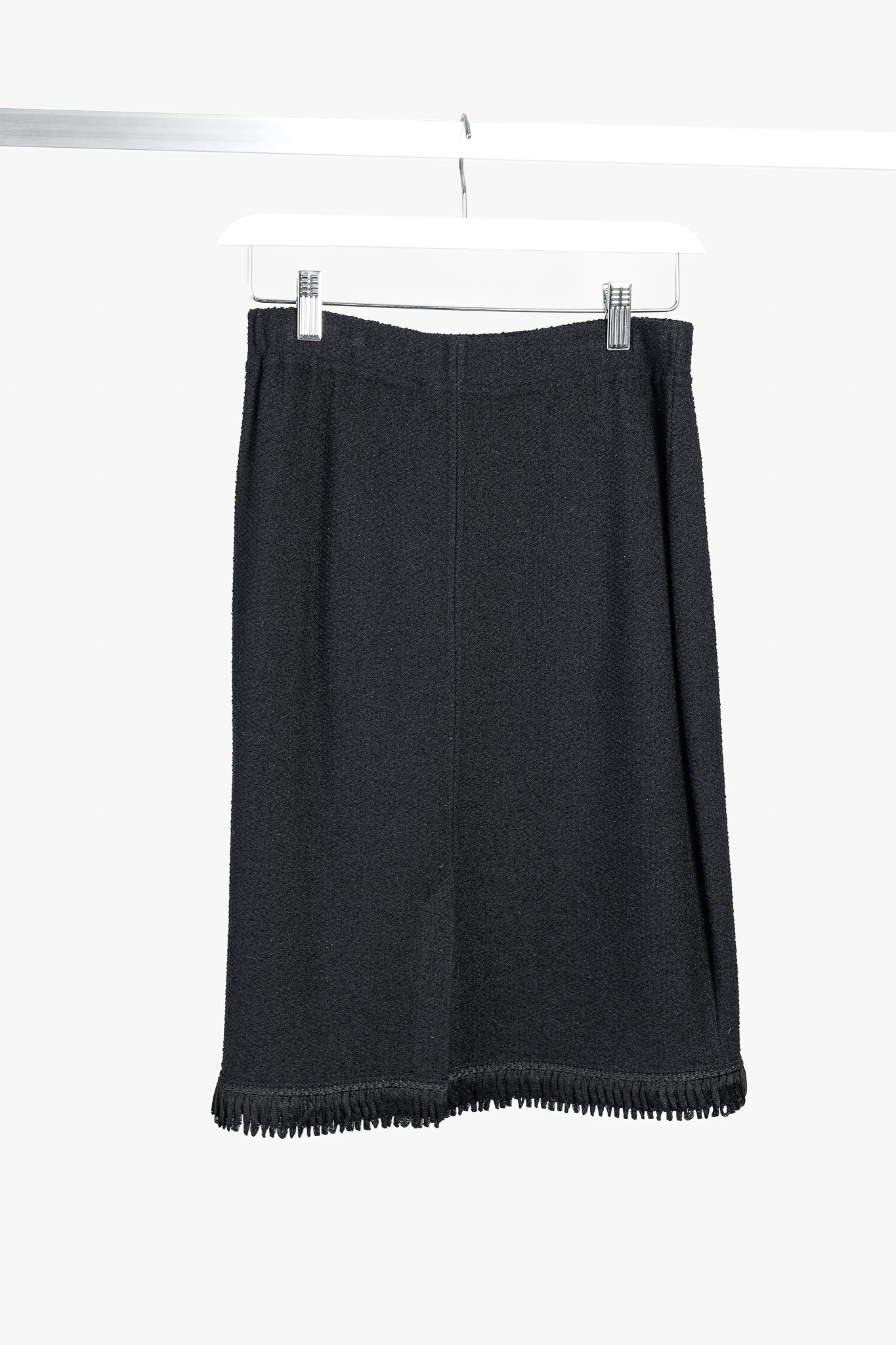 St. John Fringe Hem Straight Black Knit Skirt