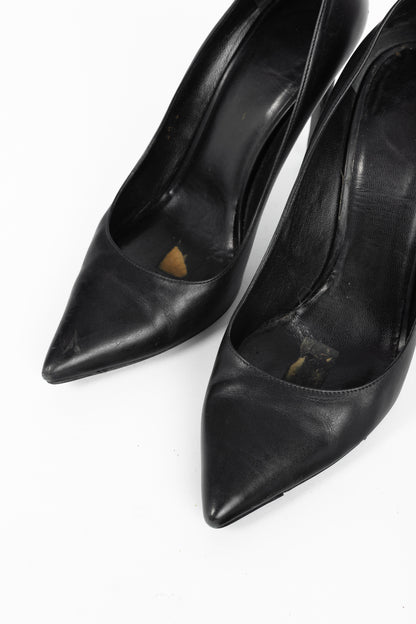 Saint Laurent Black Leather Pointed-Toe Pumps