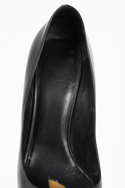 Saint Laurent Black Leather Pointed-Toe Pumps