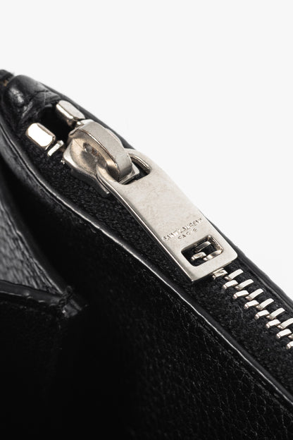 Saint Laurent Black Pebbled-Leather Flat Snap-Closure Clutch