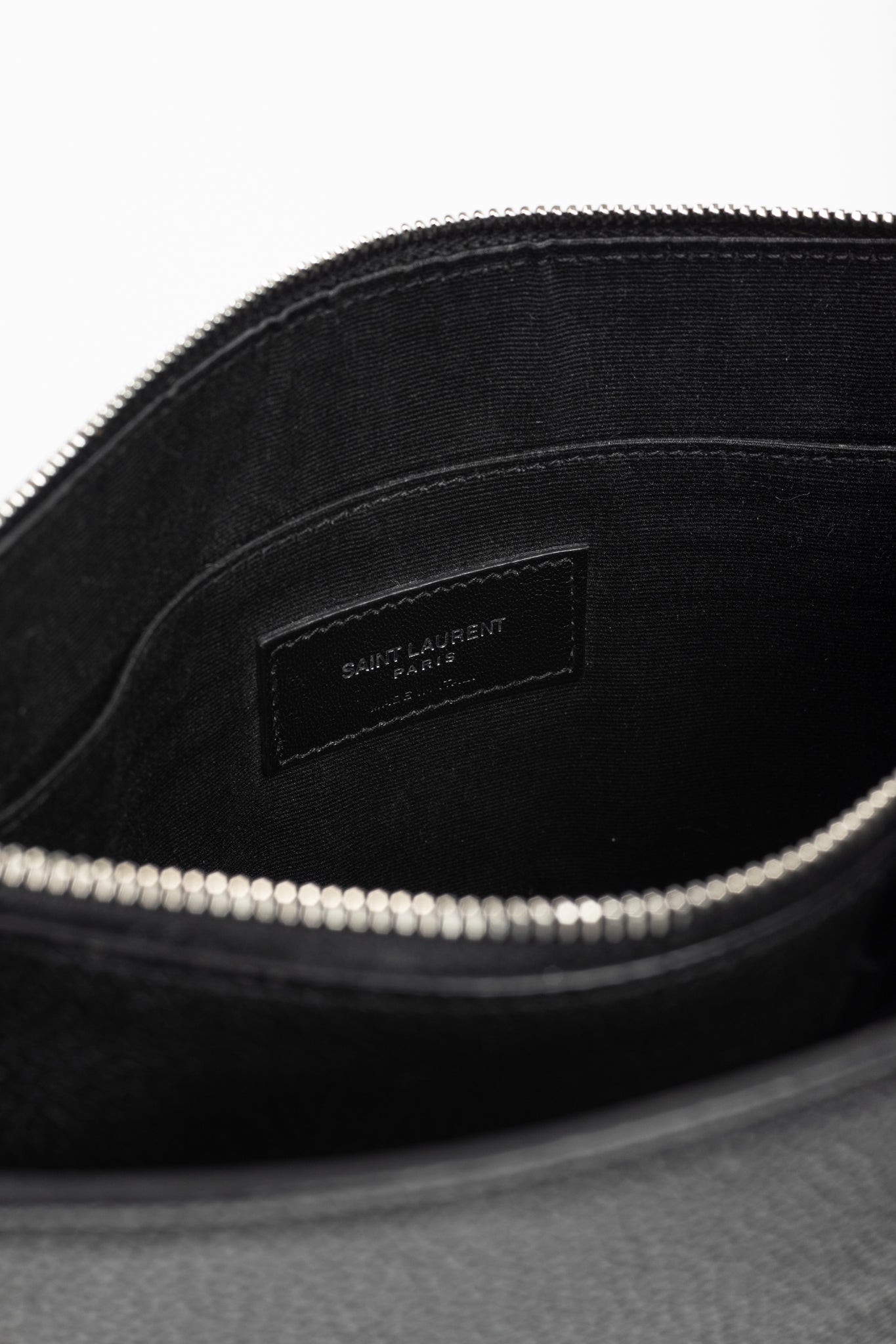 Saint Laurent Black Pebbled-Leather Flat Snap-Closure Clutch
