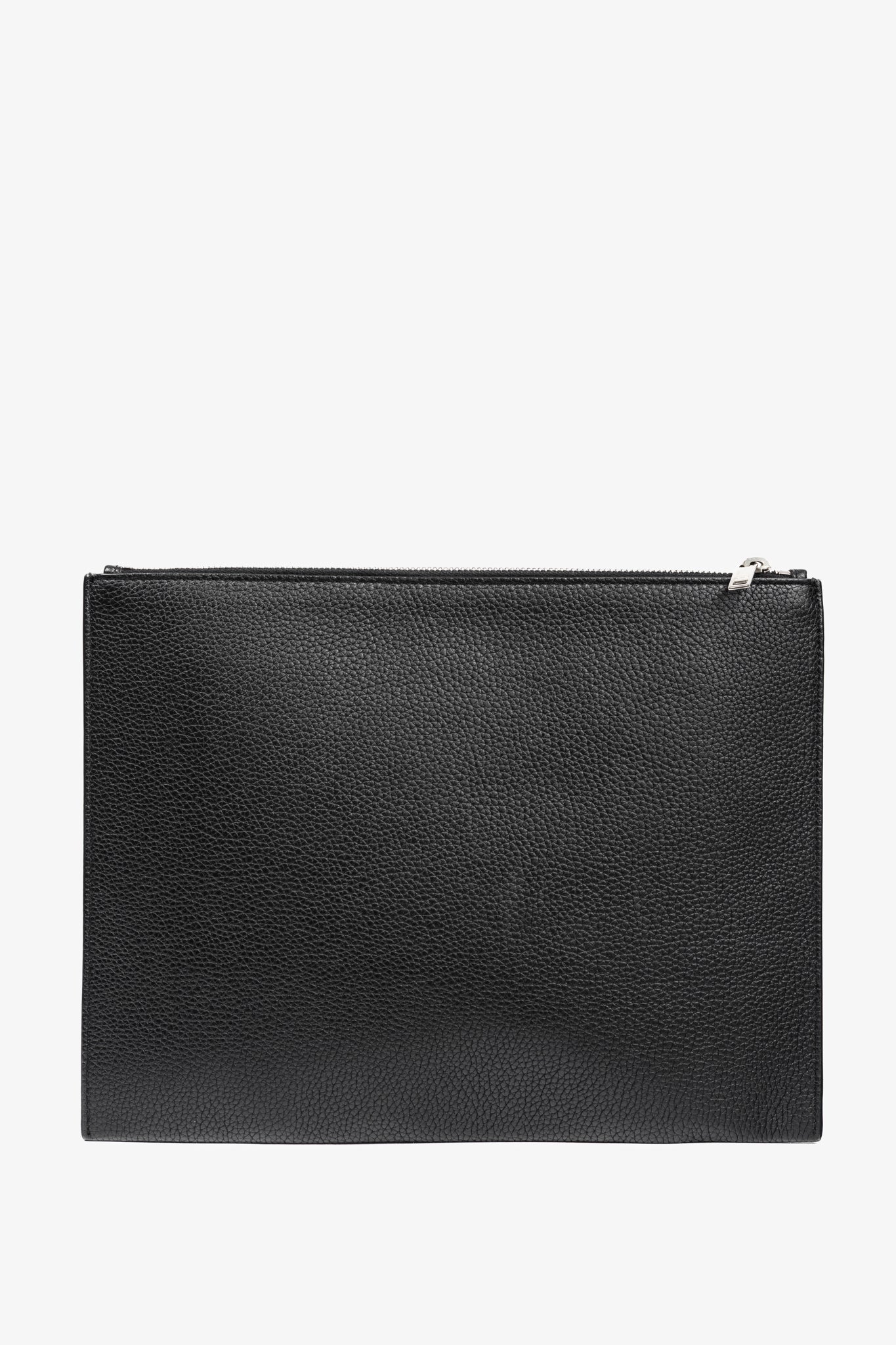 Saint Laurent Black Pebbled-Leather Flat Snap-Closure Clutch