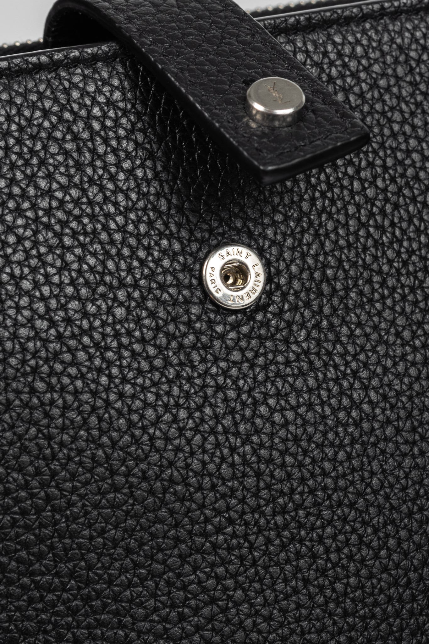 Saint Laurent Black Pebbled-Leather Flat Snap-Closure Clutch