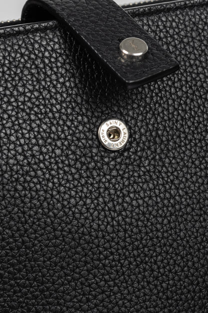 Saint Laurent Black Pebbled-Leather Flat Snap-Closure Clutch