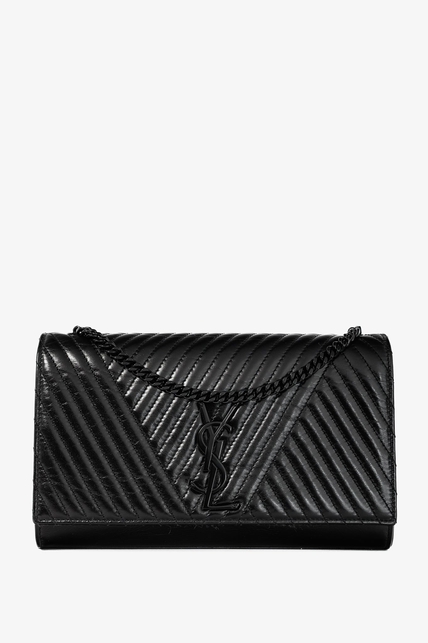 Saint Laurent Kate Medium Black Matelassé Leather Crossbody