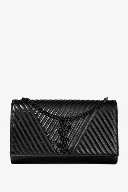 Saint Laurent Kate Medium Black Matelassé Leather Crossbody