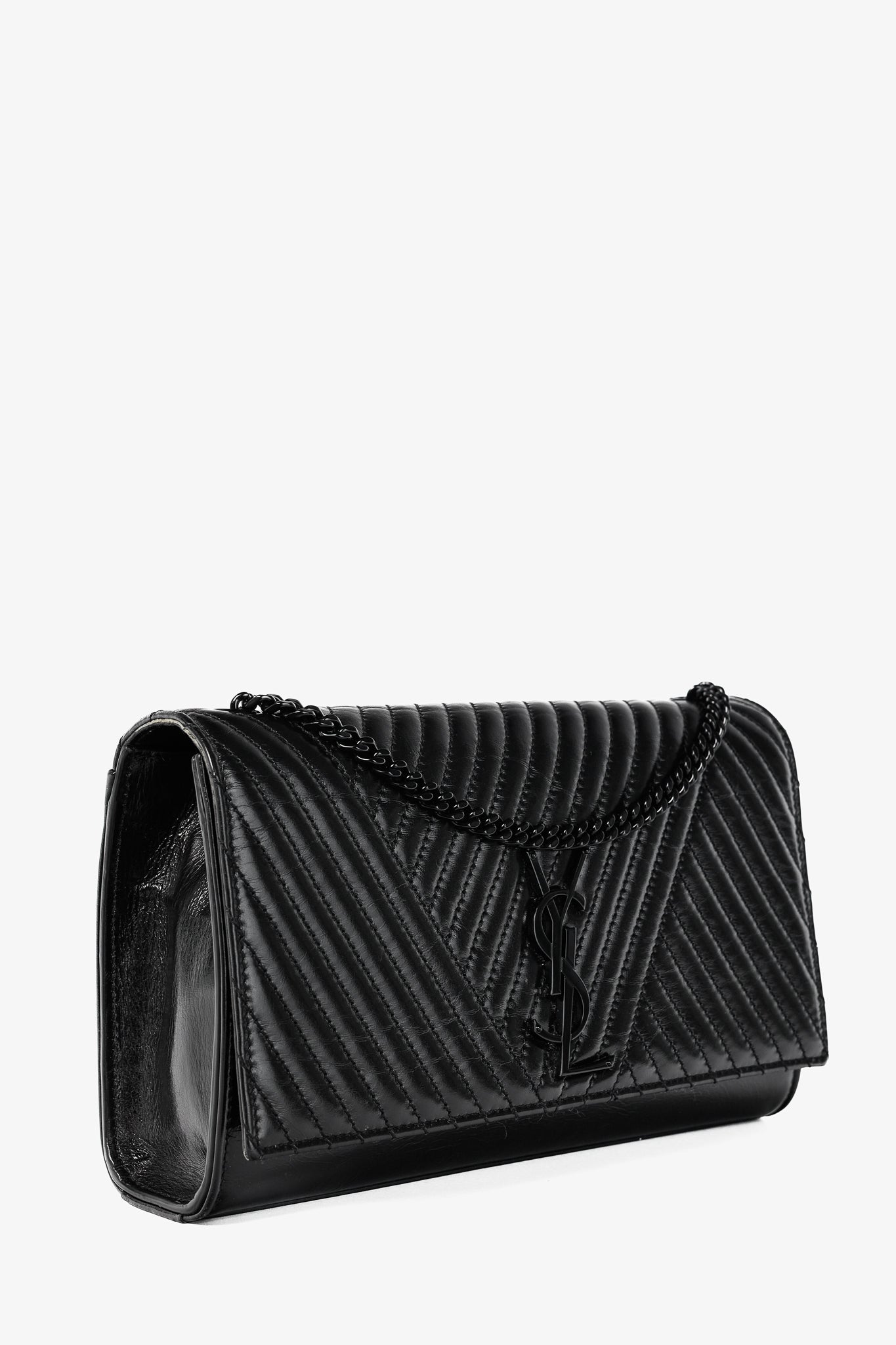 Saint Laurent Kate Medium Black Matelassé Leather Crossbody