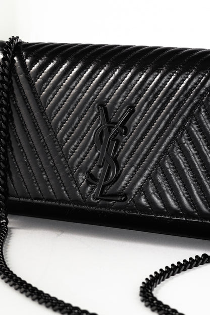Saint Laurent Kate Medium Black Matelassé Leather Crossbody