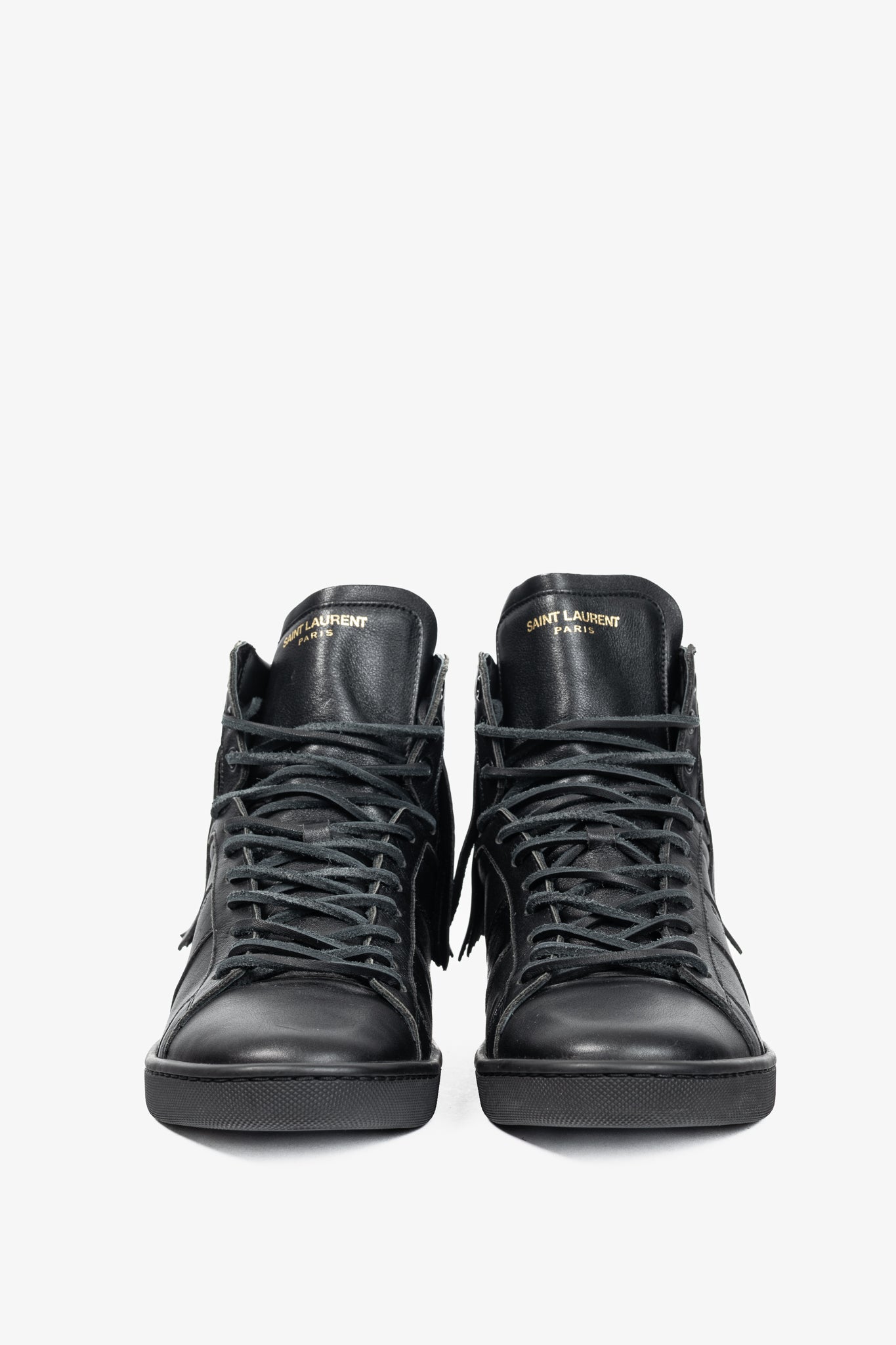 Saint Laurent SL/18H High Black Fringe High-Top Sneakers