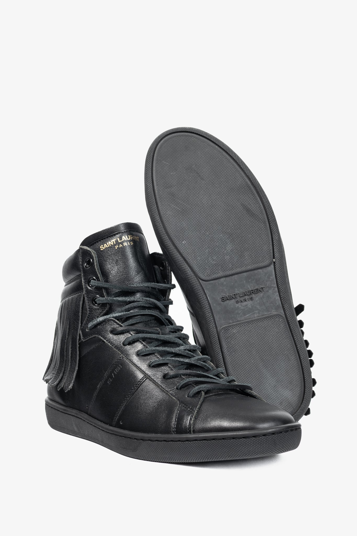 Saint Laurent SL/18H High Black Fringe High-Top Sneakers