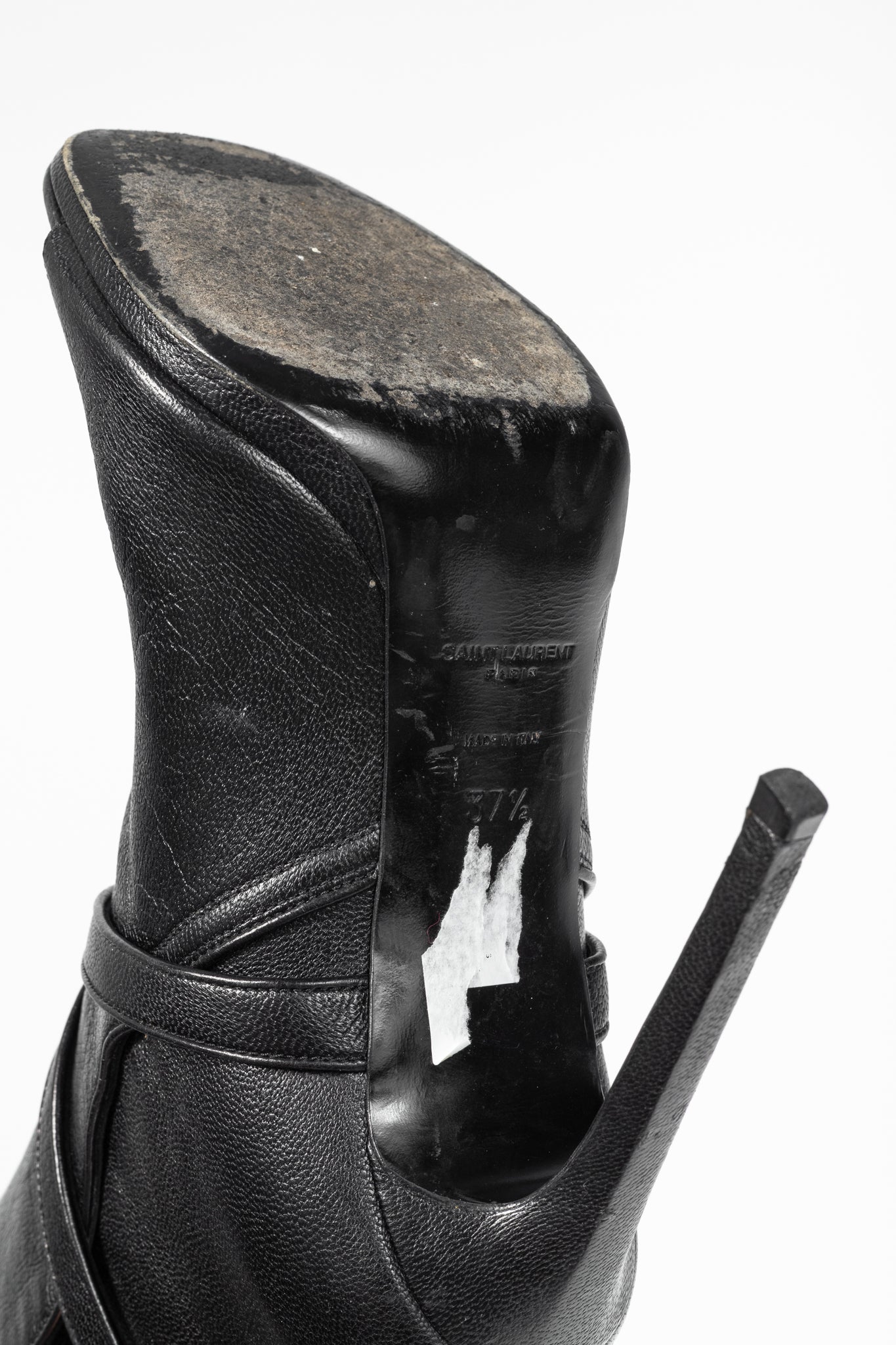 Saint Laurent Nero Leather Wraparound Open-Toe Booties