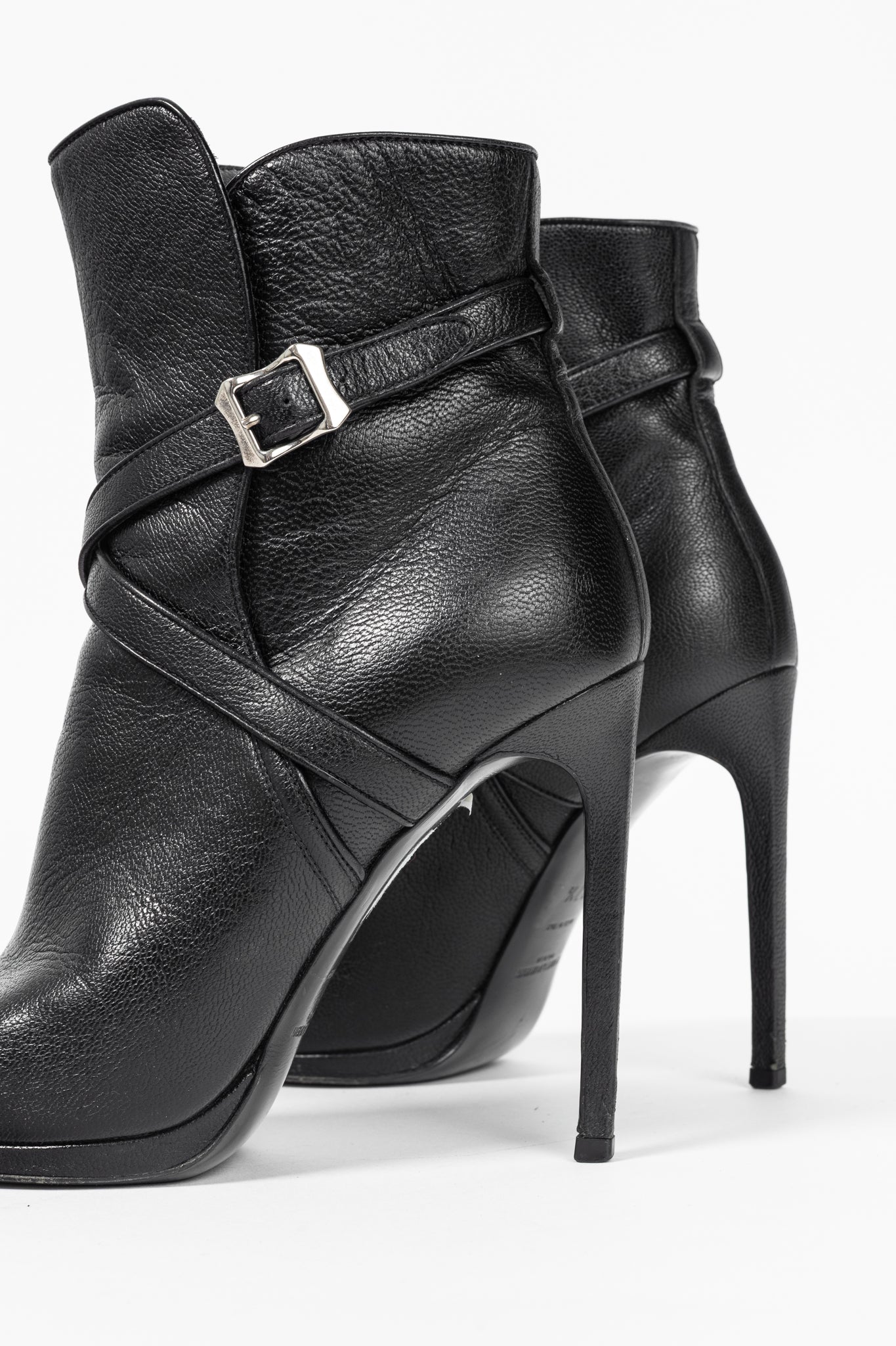 Saint Laurent Nero Leather Wraparound Open-Toe Booties