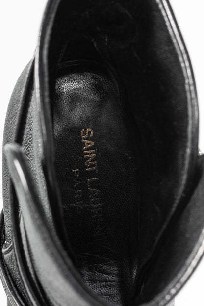 Saint Laurent Nero Leather Wraparound Open-Toe Booties