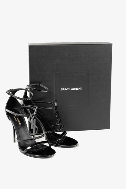 Saint Laurent Cassandra Sandal in Black Patent Leather