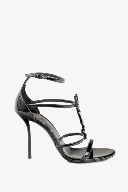 Saint Laurent Cassandra Sandal in Black Patent Leather