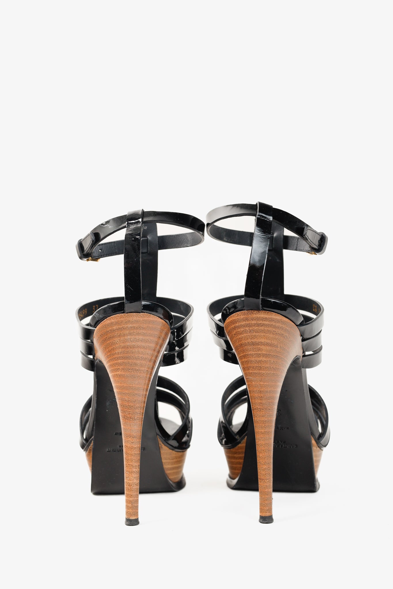Saint Laurent Tribute Black Patent Leather Platform Sandals