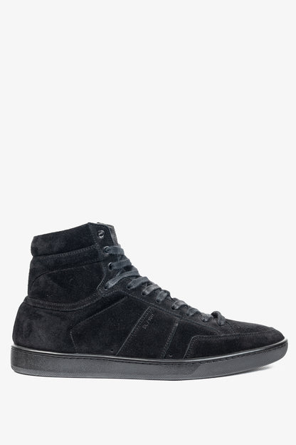 Saint Laurent SL/10H High Black Suede Court Classic High-Top Sneakers