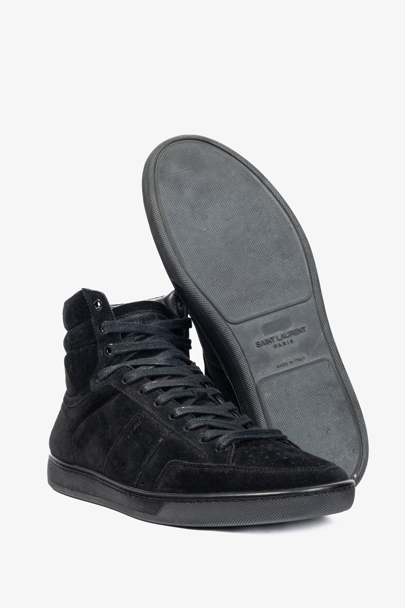 Saint Laurent SL/10H High Black Suede Court Classic High-Top Sneakers