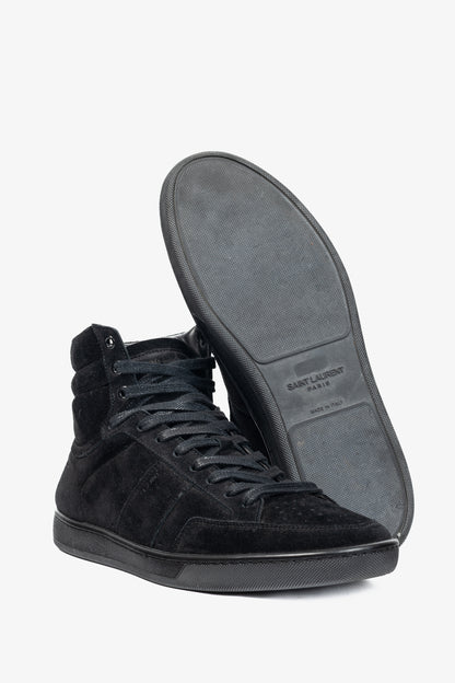 Saint Laurent SL/10H High Black Suede Court Classic High-Top Sneakers